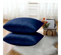 (Pack of 2, Plain Velvet Filled Cushion Navy) Velvet Cushions Luxury Filled Cushion Pad Pack Of 2 & 4
