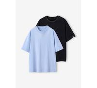 Pack of 2 Plain Washed-Effect T-Shirts, JONEN sky blue