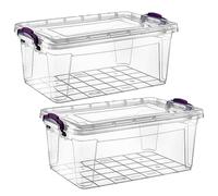 Pack of 2 Plastic containers set with Lids- 1.5 Litre Reusable Storage box & Prep Meal Organizer Fridge, Freezer, Dishwasher & Microwave Safe Kitchen Organizer Boxes (1.5 Litre)