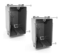 (Pack of 2) Plastic Electrical Box, Grey Outlet Box, Single Gang New Work Junction Box, Captive Nails, 20 cu. Inches, Length 3-5/8'', Width 2-1/8'', Depth 3-1/4''