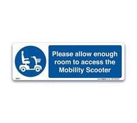 Pack of 2 Please Allow Room for Mobility Scooter Signs - 200 x 66mm Static Cling Window Stickers for Car, Van, Glass & Accessible Parking Use