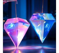 Pack of 2 Portable St Martin Lantern with Diamond Lantern Rod LED Lanterns Craft Set DIY DIY for Halloween Christmas Martin's Parade Birthday