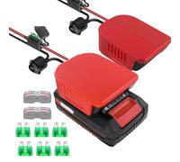 Pack of 2 Power Wheel Adapters for Einhell 18 V with Fuses & Wire Terminals, 14AWG Wire, Power Connection
