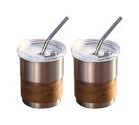 Pack of 2 Premium 304 Rustless Coffee Travel Cups Twin Wall Insulated Shih Tzus Street Painting Cold Beverages Thin Untarnished Camping Cup