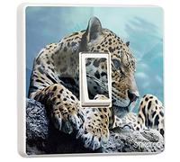 Pack of 2 Pretty Light Switch Decoration Stickers - Flower, Animal, Nature, Sport Designs - Generic Single - by stika.co(Snow Leopard)