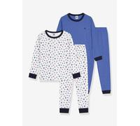 Pack of 2 Printed Cotton Pyjamas for Children, PETIT BATEAU blue