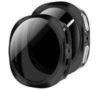 Pack of 2 Protective Cases with Screen Protector for Samsung Galaxy Watch 8 40 mm, Anti Spy, 360° All-Round Protection, Built-In Scratch-Resistant Tempered Glass Screen Protector, Black