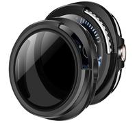 Pack of 2 Protective Cases with Screen Protector for Samsung Galaxy Watch 8 Classic 46 mm, Anti Spy, 360° All-Round Protection, Built-In Scratch-Resistant Tempered Glass Screen Protector, Black