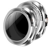 Pack of 2 Protective Cases with Screen Protector for Samsung Galaxy Watch 8 Classic 46 mm, Anti Spy, 360° All-Round Protection, Built-In Scratch-Resistant Tempered Glass Screen Protector, Silver