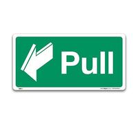 Pack of 2 Pull Fire exit Signs, Self-adhesive Vinyl Sticker 100x50mm, British Standard Fire Safety Door Signs