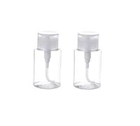 Pack of 2 Pump Dispenser Bottle Empty Clear Push Down Bottles Protable Lockable Bottle with Flip Top Cap Cosmetic Travel Size Container for Makeup Remover Nail Polish (150ml/5oz)