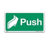 Pack of 2 Push Fire exit Signs, Self-adhesive Vinyl Sticker 100x50mm, British Standard Fire Safety Door Signs