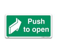 Pack of 2 Push to open Fire exit Signs, Self-adhesive Vinyl Sticker 100x50mm, British Standard Fire Safety Door Signs
