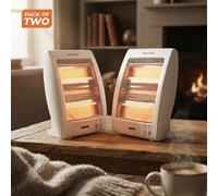 Pack Of 2 Quartz Halogen Heaters 800W Portable Electric Heaters With 2 Heat Settings