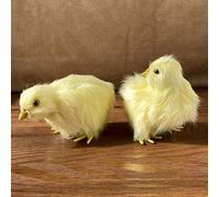 Pack of 2 Realistic Yellow Furry Baby Chicks Lifelike Fur Farm Animal Models Spring Photo Props Easter Basket Stuffers Decoration Store Home Chickens Ornaments