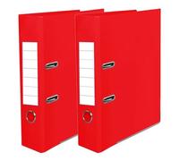Pack of 2 | Red A4 Lever Arch Files - 75mm Wide Spine Heavy-Duty Binders with Finger Pull, Metal Reinforced Edges & Plastic Cover | Large A4 Folder for Office Filing, School Work & Home Documents