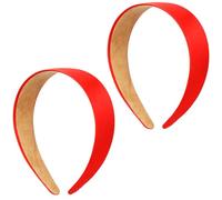 Pack of 2 Red Headbands, 3 cm Wide Silk Satin Headbands, Non-Slip Plain Princess Hair Accessories for Women and Girls, Carnival Cosplay, DIY