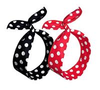 Pack of 2 Red Polka Dot Headbands for Girls and Women Polka Dot Headbands 50s Wired Headband Vintage Can Be Bent and Twisted Wire Hair Bands