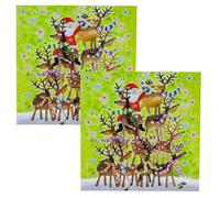 Pack of 2 Reindeer Stack Advent Calendar Greetings Cards | Christmas Advent Greetings Cards with Envelope | Door Advent Calendars - 15x15cm