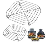 Pack of 2 Replacement Airfryer Stainless Steel Grill Grate for Ninja CRISPi Glass Containers, Compatible Crisper Rack Ninja Crispi Pro Air Fryer FN101/100/AS101, Includes 14 cm and 20 cm Sizes