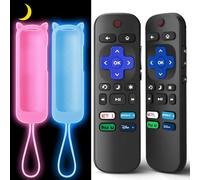 (Pack of 2) Replacement Remote for Roku TV with Soft Protective Silicone Cover(Glow in The Dark), Universal Remote for TCL/Hisense/Sharp/Onn/Element/Philips Roku Smart TV
