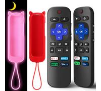 (Pack of 2) Replacement Remote for Roku TV with Soft Protective Silicone Cover(Glow in The Dark), Universal Remote for TCL/Hisense/Sharp/Onn/Element/Philips Roku Smart TV