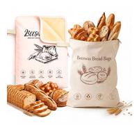 Pack of 2 Reusable Bread Bags Beeswax - 43 cm x 33 cm Beeswax Bread Bag Large with Zip - Beeswax Bags for Bread for Baguette Fruit and Vegetables Keeps Food Fresh