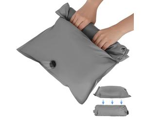 Pack of 2 Reusable Fabric Vacuum Seal Bags for Clothing - Compression Travel Essentials with No Pump - Manual Exhaust, Tear-Resistant Oxford Cloth for Luggage, Closet & Packing Organization (Grey-2M)