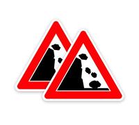 Pack of 2 Right Side Rock fall Warning Hazard Stickers(150 x 150 mm) with Waterproof,Due to Heavy Rainfall Rock will Drops oon roads on Hill #TR054 Stickers Limited