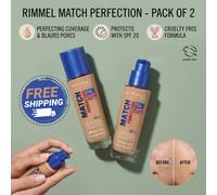 Pack of 2 Rimmel Match Perfection Foundation 400 Natural Beige 30ml - Free Ship