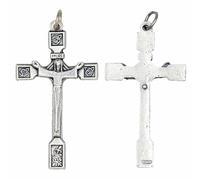 Pack of 2 Risen Christ Cross Pendant, Zinc Alloy Silver Christian Crucifix Charms for Jewelry Making,Made In Italy