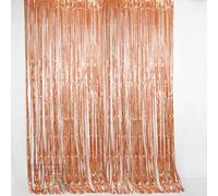 Pack of 2, Rose Gold Tinsel Curtain Party Backdrop - Foil Fringe Streamers Photo Booth Backdrop for Birthday Bachelorette Engagement Wedding New Years Bridal Baby Shower, 1m x 2.5m