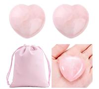 Pack of 2 Rose Quartz Heart Crystals Gemstones, 4 cm Large Natural Pink Heart Love Crystals Stone Gemstones Healing Stones for Valentine's Day, Birthdays and Mother's Day