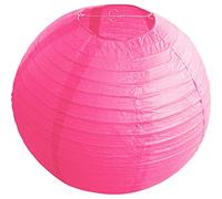 Pack of 2 Round Ceiling Pink Paper Lampshade Light Shade Bamboo, 40cm Ribbed Style Lampshade, Traditional Lampshades,Hanging Paper Lanterns for Weddings, Birthdays, Parties and Events