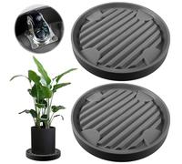 Pack of 2 Round Plant Rollers, Diameter 31 x 31 cm, Rolling Board Plants with 360° Rotating Wheels, Flower Roller, Plant Roller, Outdoor Weatherproof for the Home Garden, Flower Pot (Grey)