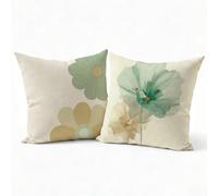 Pack of 2 Sage Green Flowers Cushion Covers 20x20in Square Super Soft Decorative Pillow Cases, Durable & Machine Washable with Invisible Zipper Cushion Covers for Living Room Sofa Home Decor P-J-3520