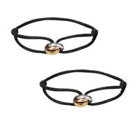 Pack of 2 Sailing Rope Women's Bracelets, Trinity Bracelet, Cord Bracelet with Stainless Steel Ring in Silver, Gold and Rose Gold, 100% Waterproof & Adjustable, Birthday Gift, Mother's Day Gifts for