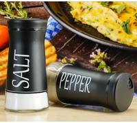 Pack of 2 Salt and Pepper Shaker Salt and Pepper Pots Salt and Pepper Set Salt Shaker Salt Pot Kitchen Accessories (Black, Without Holder)
