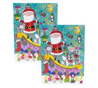 Pack of 2 Santa Sleigh with Animals Advent Calendar Greetings Cards | Christmas Advent Greetings Cards with Envelope | Door Advent Calendars - 13x18cm