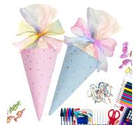 Pack of 2 School Cones Small Girls Boys, Sugar Cone School Cone Blank for Gift Packaging for Back to School, Small Gift Bag for Students