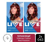(Pack of 2) Schwarzkopf LIVE Hair Dye Permanent 043 Red Passion Colour Semi-Permanent Gloss