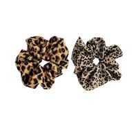 Pack of 2 Scrunchies Hair Bobbles Leopard Pattern, Leo Hair Scrunchie Set, Strong Hold Hair Bobbles Women, Leopard Print Extra Large Dark & Light Scrunchie Without Hair Breakage for Girls Thick Hair