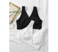 Pack of 2 Seamless Cross-over Nursing Bras, ENVIE DE FRAISE black