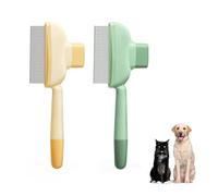 Pack of 2 Self-Cleaning Cat Comb - Deep Cleaning Flea Comb for Cats, Removing Floating Hair and Opening Knots Cat Brush, Beauty Care Hair Dog Comb, Pet Fur Flash Brush