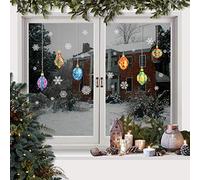Pack of 2 Sheets of Double Sided Victorian Christmas Stained Glass Bauble Snowflake Window Stickers Cling