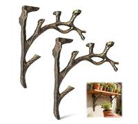 Pack of 2 Shelf Brackets, Vintage Branch Shape Brass Shelf Brackets, Wall Mount Bracket for Shelves Heavy Duty Bookcase/ Flower Pot Shelves, Decorative Floating Rack for Bedroom Kitchen Bathroom