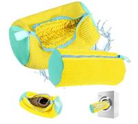Pack of 2 Shoes Wash Bags, Shoe Wash Bag Washing Machine, Shoe Wash Bag with Zip, Reusable Shoe Bag Washing Machine, for Trainers, Tennis Shoes, Yellow