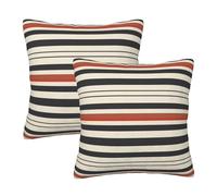 Pack of 2 Short Plush Throw Pillow Covers 16 X 16 Inch, Classic Modern Stripes Pillow Cover Cozy Pillowcase, Square Pillow Cases Couch Cushion Case for Living Room Bedroom Sofa
