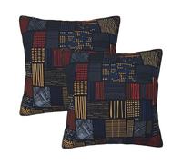 Pack of 2 Short Plush Throw Pillow Covers 16 X 16 Inch, Japanese Embroidery Ornament Cushion Case Soft Pillow Cases, Square Cushion Case Couch Cushion Covers for Sofa Bedroom Living Room Home Decor