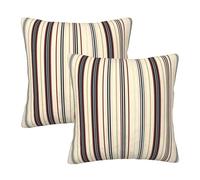 Pack of 2 Short Plush Throw Pillow Covers 18 X 18 Inch, Classic Thin Stripes Pillow Covers Durable Pillowcases, Accent Cushion Case Accent Cushion Covers for Bed Couch Bedroom Bench